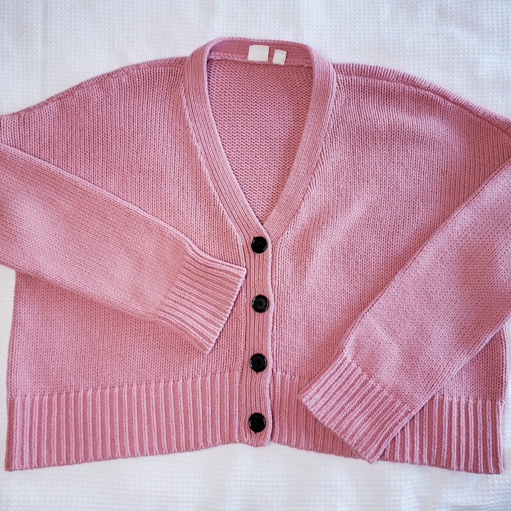 Gap Girls Size 12 XL Pink Soft Cozy Cotton Oversized Cardigan Sweater